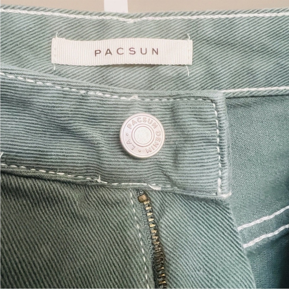 Pacsun 90s BF Carpenter Pants SZ 24 Teal Y2K Style Pockets Utility Classic - Picture 8 of 10